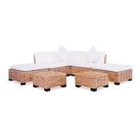 IKAYAA Conjunto de Sofás 18 Piezas Ratán Natural, Sofa Jardin Exterior de Ratán, Conjunto Jardín de Ratán con Cojines, Muebles Jardin Exterior
