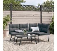 IKAYAA Conjunto Muebles Jardín Aluminio, Sofa Jardin Exterior Acero, Muebles Jardín Exterior, Sofá de Esquina para Jardín, Muebles Terraza, Sofa para Jardín,Terraza, 3 Piezas