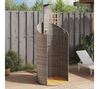 IKAYAA Ducha Exterior Jardín con Suelo de Madera Acacia, Piscina de Exterior, Ducha con Rociador Giratorio, Ratán PE, 100 x 100 x 241,5 cm,Gris