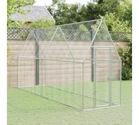 IKAYAA Gallinero para Exterior Grande 400 x 100 x 190 cm Gallinero para Gallinas Pajareras Exterior en Jardin de Acero Galvanizado con Cerradura Plateado