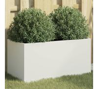 IKAYAA Jardinera Alto de Acero Inoxidable, Macetero Grande Exterior, Maceta Alta Exterior y Terraza, Maceta Grande, Jardinera Alta Acero/Blanco 62 x 30 x 29 cm