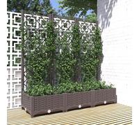IKAYAA Jardinera con Enrejado PP Jardinera con Celosía Marrón Macetero con Soporte para Flores Plantas en Exterior Terraza Jardín Balcón 120 x 40 x 121.5 cm