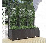 IKAYAA Jardinera con Enrejado PP Jardinera con Celosía Negro Macetero con Soporte para Flores Plantas en Exterior Terraza Jardín Balcón 120 x 40 x 136 cm