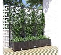 IKAYAA Jardinera con Enrejado PP Jardinera con Celosía Negro Macetero con Soporte para Flores Plantas en Exterior Terraza Jardín Balcón 120 x 40 x 121.5 cm