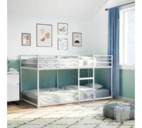 IKAYAA Litera de 75x190 cm, literas de Hierro, Metal, para Niños, Juveniles, con Escalera y Protección Anticaídas, Blanco