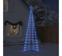 IKAYAA Luces Arbol Navidad con Estrella y Poste de Metal, Arbol de Navidad Led con Luces, Arbol de Navidad 304 cm,550 LED,Azul, Decoración Navidad Jardín Exterior