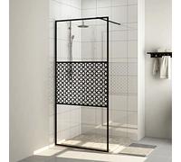 IKAYAA Mampara Ducha Fija 100x195 cm - Mamparas de Ducha Transparentes - Mamparas de Ducha Fija con Cristal Templado 5 mm - Mampara Fija Vidrio ESG Transparente y Negro