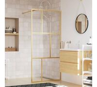 IKAYAA Mampara Ducha Fija 90x195 cm - Mamparas de Ducha Transparentes - Mamparas de Ducha Fija con Cristal Templado 5 mm - Mampara Fija Transparente ESG Dorado