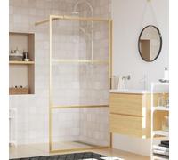 IKAYAA Mampara Ducha Fija Dorado - Mamparas de Ducha Transparentes - Mamparas de Ducha Fija con Vidrio ESG 5 mm - Mampara Fija -100 x 195 cm-Transparente