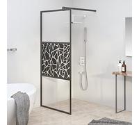 IKAYAA Mampara Ducha Fija Negro - Mamparas de Ducha Transparentes - Mamparas de Ducha Fija con Vidrio ESG 5 mm - Mampara Fija -90 x 195 cm-Glass and Stone