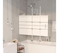 IKAYAA Mamparas de Bañera Plegable Mampara Bañera Abatible Biombo de Baño de Vidrio Templado 120 x 140 cm Transparente y Blanco
