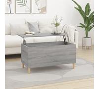 IKAYAA Mesa de Centro Elevable Gris Sonoma, Salón, Sofá, Auxiliar, Baja Rectangular, Versátil de Madera 90 x 44.5 x 45 cm