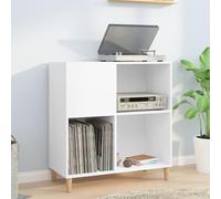 IKAYAA Mueble de Discos de Madera 84,5x38x89 cm, Tocador de Vinilo, Estantería CD, Blanco