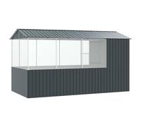 IKAYAA Pajareras Exterior en Jardin, Jaula Grande para Pájaros, Pajarera Metálica de Exterior, Voladera para Pájaros, Voladera de Jardín para Aves Exóticas 209 x 415 x 233 cm Antracita