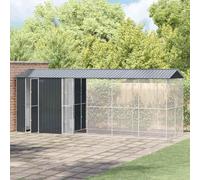 IKAYAA Pajareras Exterior en Jardin, Jaula Grande para Pájaros, Pajarera Metálica de Exterior, Voladera para Pájaros, Voladera de Jardín para Aves Exóticas 210 x 640 x 247 cm Antracita