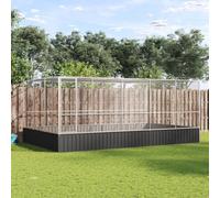 IKAYAA Pajareras Exterior, Jaula Grande para Pájaros, Casa para Pájaros, Voladera para Pájaros, Voladera de Jardín para Aves Exóticas, Plateado y Gris Antracita, 518 x 307 x 212 cm