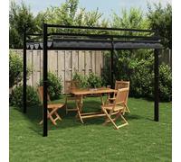 IKAYAA Pérgola de Jardín con Techo Retráctil, Pérgola de Aluminio 3x3 m, Cenador para Jardín, Poliéster Resistente al Agua y a UV para Patio Terraza Exterior Antracita