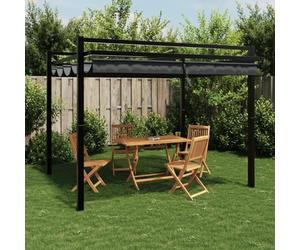 IKAYAA Pérgola de Jardín con Techo Retráctil, Pérgola de Aluminio 3x3 m, Cenador para Jardín, Poliéster Resistente al Agua y a UV para Patio Terraza Exterior Antracita