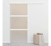 IKAYAA Puerta Corredera de Cristal con Guia Puerta Corredera, Puerta Corredera 90 x 205 cm, Puertas Interior Cristal para Sala de Estar Salón Oficina Plateado