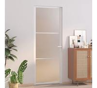 IKAYAA Puerta Interior de Vidrio EGS y Aluminio, Puerta de Cristal con Maneta Puerta, Puerta Interior Moderna, Sólido y Seguro, Blanco Mate 76 x 201,5 cm