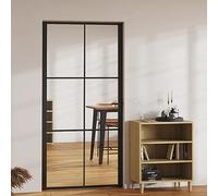 IKAYAA Puerta Interior de Vidrio EGS y Aluminio, Puerta de Cristal con Maneta Puerta, Puerta Interior Moderna, Sólido y Seguro, 102,5 x 201,5 cm, Negro