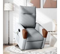 IKAYAA Sillón de Masaje con Elevador Levanta Personas Mayores, Ajuste Eléctrico del Respaldo, Sillon Relax Reclinable Electrico, Butaca Relax Sillon en Tela, Sofá 1 Plaza, Gris Claro y marrón