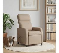 IKAYAA Sillón de Masaje, Sillon Masaje Relax, Sillon Reclinable con Bolsillos Laterales, Sofá Individual Cuero sintético, Butaca Orejera para Salón Oficina Dormitorio Capuchino