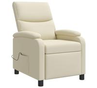 IKAYAA Sillón Reclinable Cuero sintético, Reclinación Manual, Sillon Relax con Bolsillos Laterales, Crema, Butaca Orejera para Salón Oficina Dormitorio