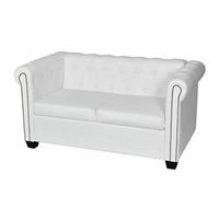 IKAYAA Sofá Chesterfield 2 Plazas, Sofá Dos Plazas, Cómodo Cojín de Asiento, Sofá Moderno, Sofa Pequeños para Sala de Estar/Apartamento/Dormitorio, Blanco
