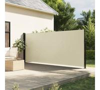 IKAYAA Toldo Lateral Retráctil, Pantalla Enrollable Mampara de Privacidad, Protector Solar a Prueba de Viento, para Balcón, Jardin, 180 x 600 cm Crema