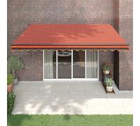 IKAYAA Toldo Motorizado 4.5 x 3 m, Toldo Eléctrico Retráctil,Toldo Articulado Eléctrico con Mando a Distancia, Toldo Brazo Extensible para Terraza, Jardín, Naranja y marrón