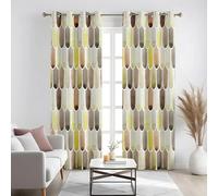 IKDZCM Cortinas geométricas en Tonos Tierra, con Estampado de Acuarela Festoneado, Paneles de Ventana Modernos y neutros, decoración del hogar de inspiración Japonesa (AnxAl/2x127x240 cm)