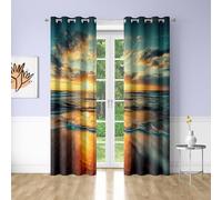 IKDZCM Cortinas Opacas Decorativas con Estampado de paisajes Naturales y Puesta de Sol en el mar, 2 Paneles para dormitorios (anxal/2 x 107 x 220 cm)