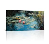 IKDZCM Famosa obra de arte de Claude Monet, póster de lirios de agua, pintura en lienzo, cuadro artístico de pared para sala de estar, oficina, decoración del hogar, 45x90cm(18x35in)