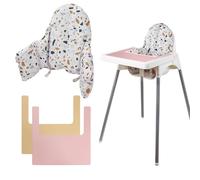 Ikea Antilop - Cojín para trona con 2 manteles individuales, cojín hinchable integrado, suave y cómodo, para sentarse más cómodamente (flor de piedra)