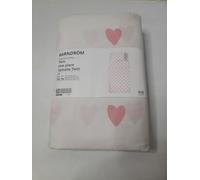 Ikea BARNDRÖM - Funda nórdica y funda de almohada, 150 x 200/50 x 60 cm, diseño de corazones, blanco/rosa