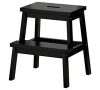 IKEA BEKVÄM - Taburete fiable para el acceso diario, taburete para niños, madera, negro, 50 cm