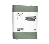 Ikea DVALA 205.496.68 - Juego de 2 fundas de almohada, 50 x 80 cm, 100% algodón, color gris y verde