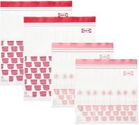 Ikea ISTAD 805.256.74 - Bolsas medianas de doble sellado para congelador, 2.5 L y 1.2 L, impresión rojo/rosa, 1 cuarto y 3 cuartos de galón, 805.256.74 - Juego de 100 bolsas
