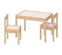IKEA Latt - Mesa Infantil con 2 sillas, Color Blanco y Pino para Habitaciones pequeñas