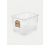 IKEA Samla Caja de almacenamiento con tapa, 22 l con tapa, cajas apilables transparentes, resistentes cajas de almacenamiento para el hogar y el sótano, 39 x 28 x 28 cm