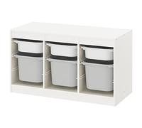 IKEA TROFAST Combinación de almacenamiento con cajas, 99x44x56 cm, blanco/gris
