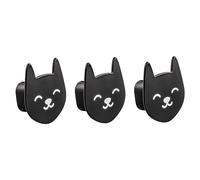 Ikea UTSADD 505.677.88 - Ganchos de pared con cara de gato negro, metal, forma de gatito, 3,3 x 6 x 5,7 cm, juego de 3