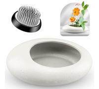 Ikebana - Juego de jarrón de rana de flores de acero inoxidable de 40 mm para arreglos y maceta de cerámica para gotas de agua, elegante soporte de flores Ikebana para flores cortadas, kit de