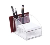 Ikee Design Organizador de suministros de oficina de escritorio de acrlico premium con soporte para bloc de notas Post It, almacenamiento de cor