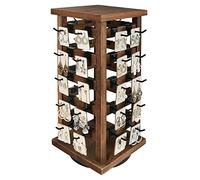 Ikee Design Torre de exhibición giratoria de madera de 5 niveles con 42 ganchos extraíbles, soporte giratorio para almacenamiento de tarjetas, para tienda, escaparate, feria comercial y hogar, color