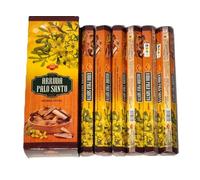 Ikeola - Incienso Ruda Palo Santo | Limpieza Energética, Protección y Armonía Espiritual | Set de 6 Paquetes Hexagonales (120 Varillas)