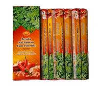 Ikeola - Incienso Ruda, Sal y Pimienta | Limpieza Energética, Purificación y Protección | Set de 6 Paquetes Hexagonales (120 Varillas)