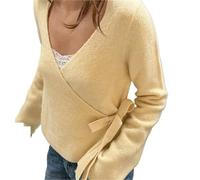 IKFGTJRE Cárdigan de Punto Knitted Cardigan Sweet Lace Up Soft Sweater Slimming Long Sleeve Cute Sweaters Autumn Knitwear para Mujeres(Color 4,L)