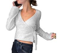 IKFGTJRE Cárdigan de Punto Knitted Cardigan Sweet Lace Up Soft Sweater Slimming Long Sleeve Cute Sweaters Autumn Knitwear para Mujeres(Color 1,L)